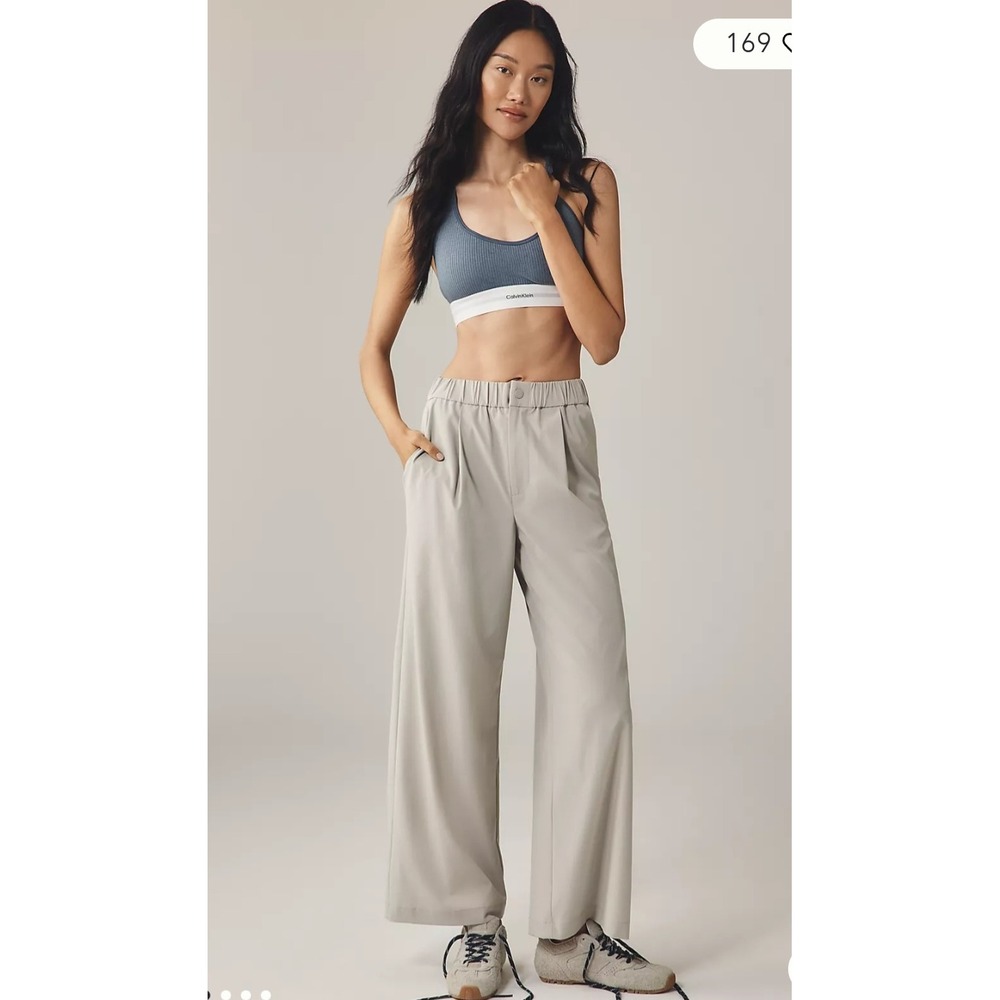 Varley Kayson Wide Leg Pants XL Sage Soft Stretch Woven Pull On NWT